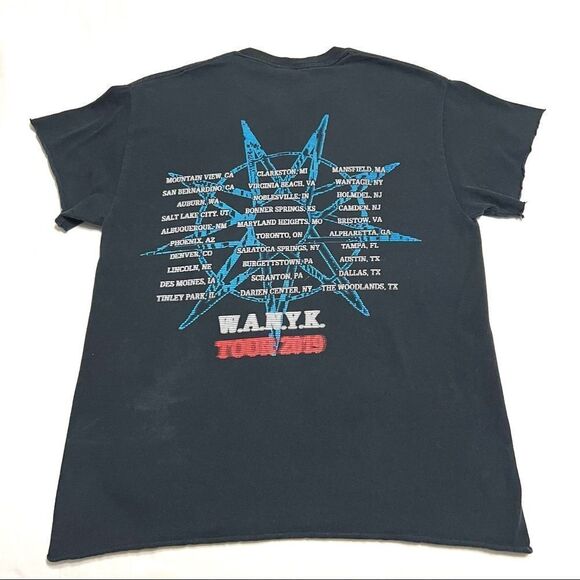 Slipknot Band Tee Faded Black Semi Distressed W.A.N.Y.K Tour 2019 Size Medium - Picture 9 of 11